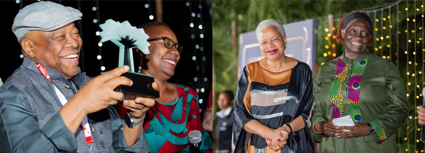 Left: Lifetime Achievement award winner Tade Aina. Right: Guest of honour, Graça Machel, and CAPSI Advisory Board member Theo Sowa