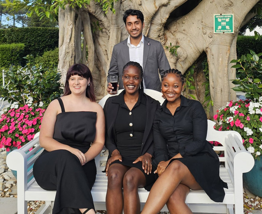 Budget Speech Competition: (l-r) (front row) Angelina Erasmus, Audrey Manyangeni and Nomfundo Mfeka. (back) Amir Dildar
