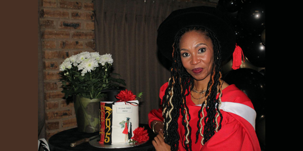 Drama therapist and Head of Drama for Life, Dr Linda Mdena-Thibedi, celebrates attaining her PhD
