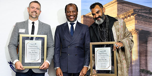 Research Award Winners Professor Jonah Choiniere (Evolutionary Studies Institute) with Prof. Zeblon Vilakazi Research Award Winners Professor Jonah Choiniere (Evolutionary Studies Institute) with Prof. Zeblon Vilakazi
