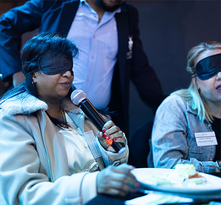 A blindfolded breakfast for principals helped to connect them with the realities of different learners.