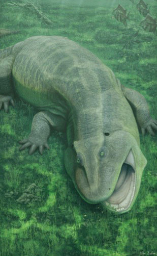 Illustration showing Tanyka amnicola in life, eating underwater plants. Credit: Vitor Silva