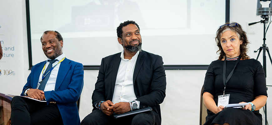 Prof. Zeblon Vilakazi, Minister Buti Manamela and Prof. Steph Allais