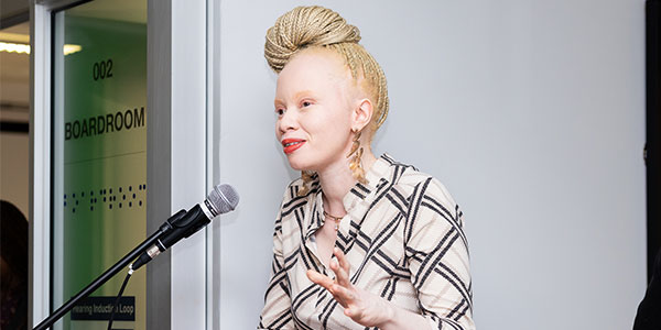 Thando Hopa, is a a Wits graduate, model, activist, and lawyer who champions global conversation around albinism and diversity