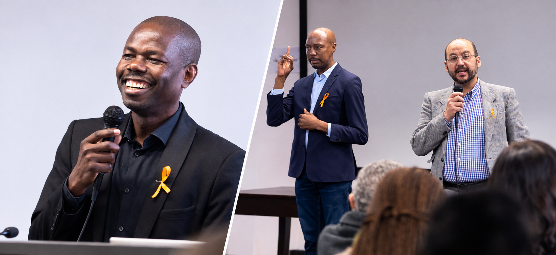 Principal Winner Shishenge, Sign Language Interpreter Bongani Sithole and Audiologist Victor de Andrade