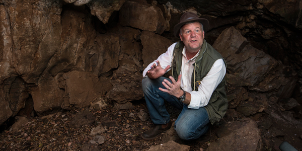 Professor Lee Berger inside the Rising Star cave entrance