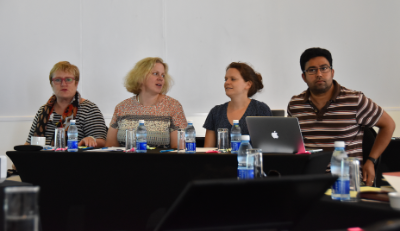 Mentors from left to right: Professor Coleen Vogel (GCI), Dr Katharine Vincent (Kulima Consulting), Dr Rachel James (UK mentor) and Professor Suraje Desai (University of Leeds)
