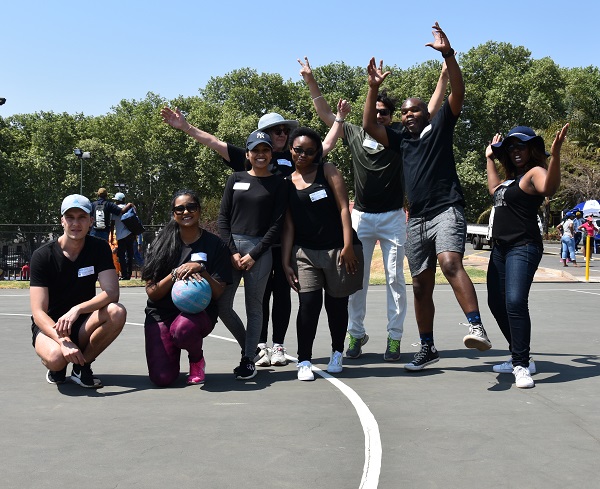 GCI Netball Team: (from left) Hugo De Lemos, Jessika Samuels, Dyani Jeram, Barbie Pickering, Oline Mokwele, Naveen Shahi, Paul Mvulane, Ruwa Matsika