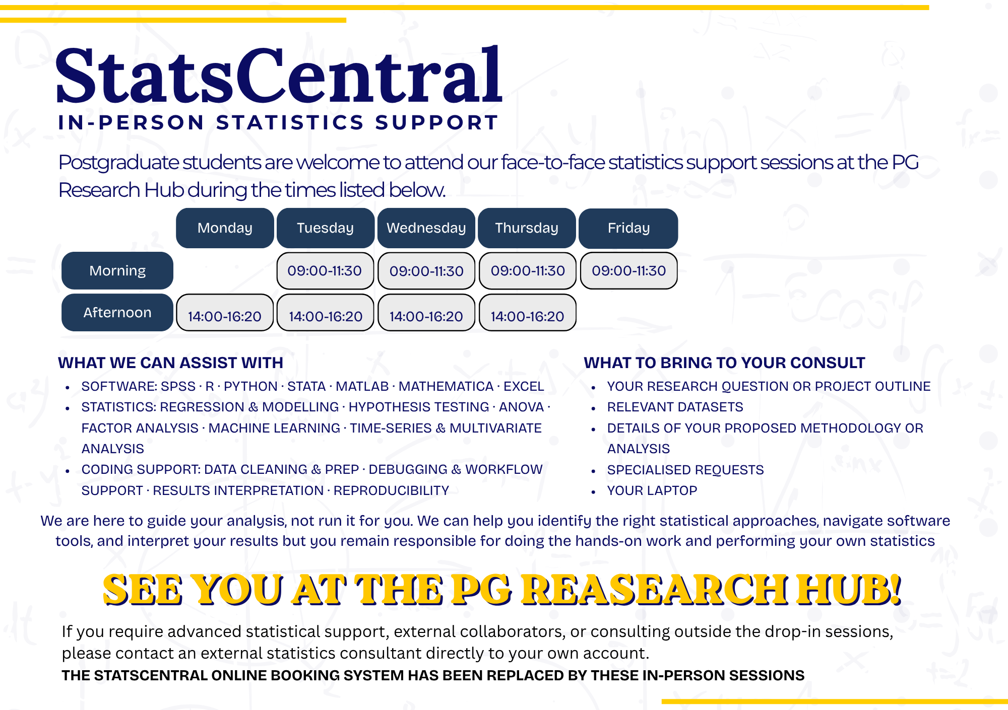 Stats Central in-person statistics support