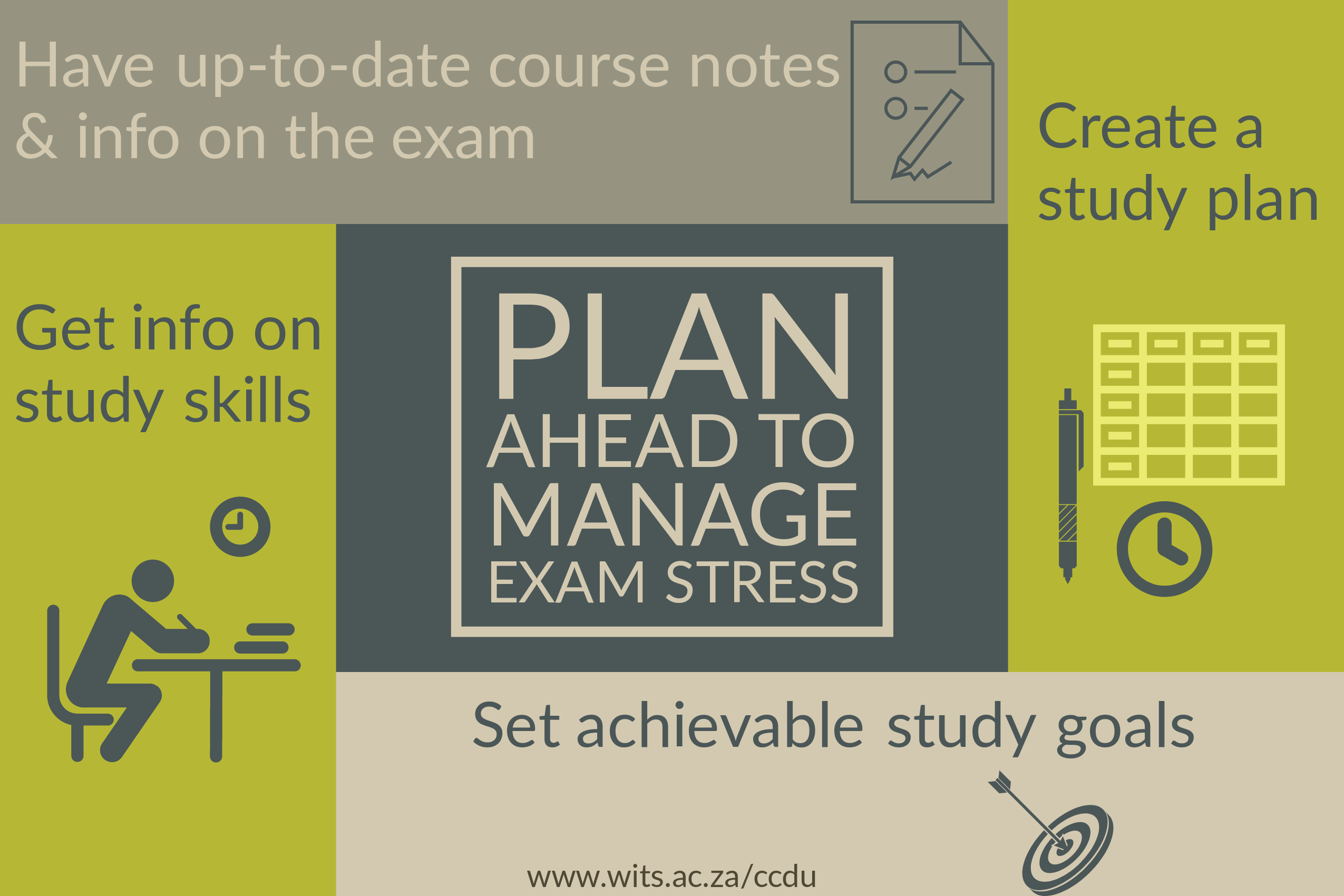 Infographic showing ways to manage exam stress