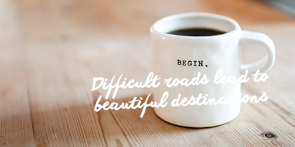 Coffee mug with words begin photo section Danielle MacInnes on Unsplash