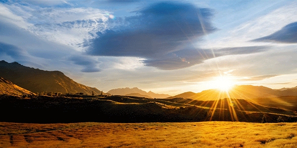 Landscape with sun