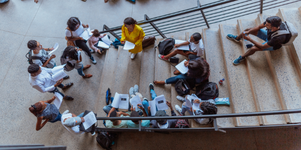 Students on stairs_image credit Shivan Parusnath