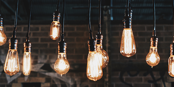 Light bulbs hanging from ceiling