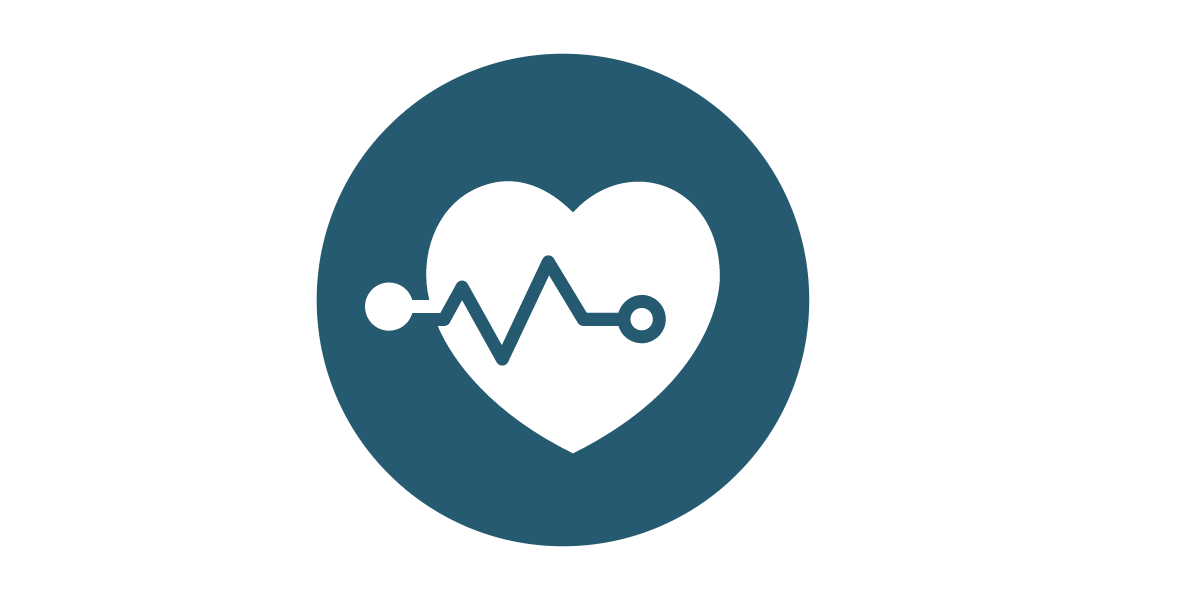 Icon for media aid - heart in the middle of a circle